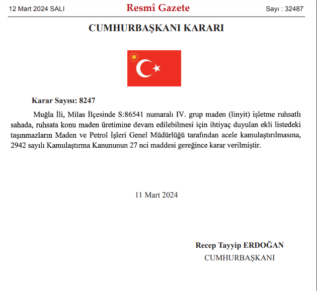 Akbelen Ormanı'nın Çevresindeki 190 Parsellik Tarım Arazisi Cumhurbaşkanı Erdoğan'ın Kararıyla Maden Sahası Olarak Kullanılmak Üzere Kamulaştırıldı